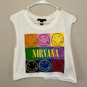 Forever 21 women’s cropped Nirvana tank top size M, never worn